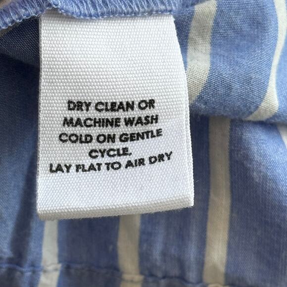 Apiece Apart Adorna Smocked Striped Cotton Mini Dress Blue White Size Medium - Picture 9 of 9